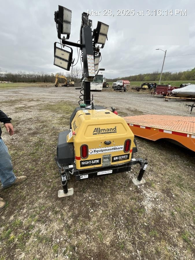 2020 Allmand NLV3GR (4) LED Light Fixture 350W, 23' Vertical Mast, 3kW Prime, Towable, Deep Sea L401, Leveling Jacks, Yanmar T4F 5.8hp