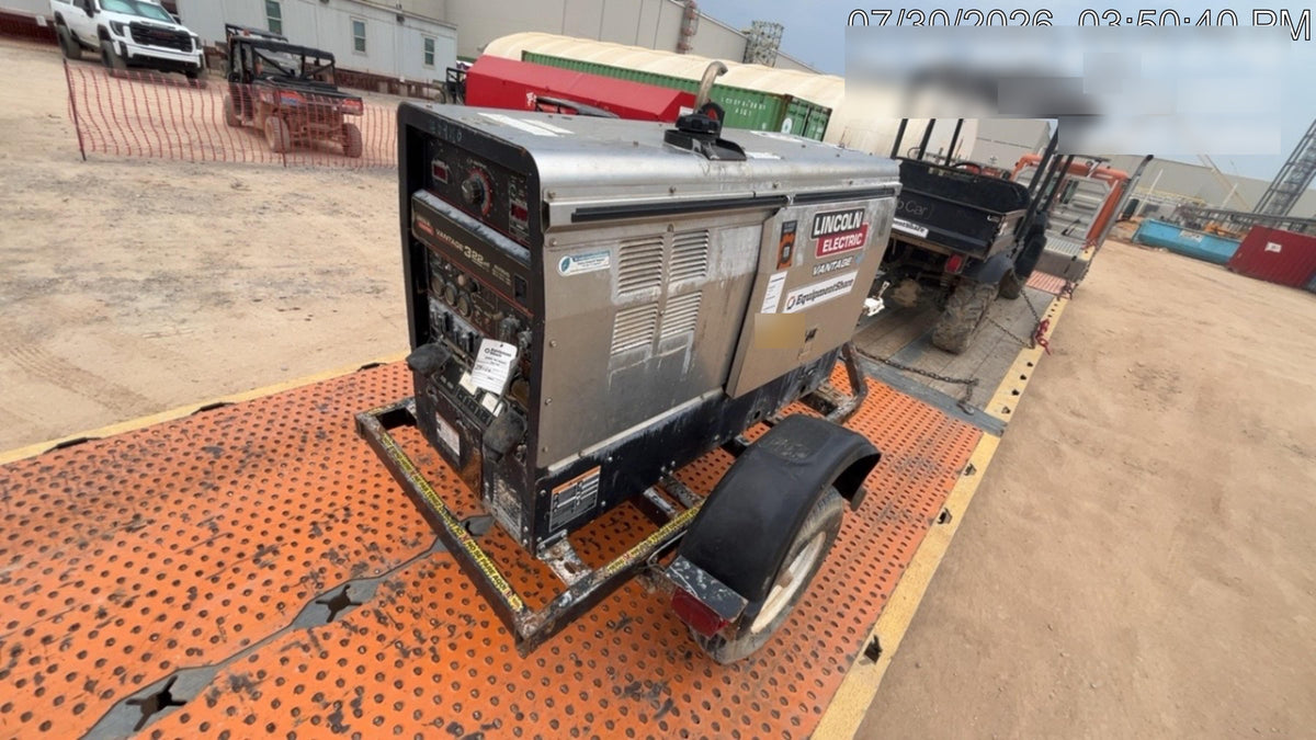 2019 Lincoln Electric Vantage 322 Welder Ready-Pak 3, Two wheel trailer, Fender and Light kit, Cable Rack