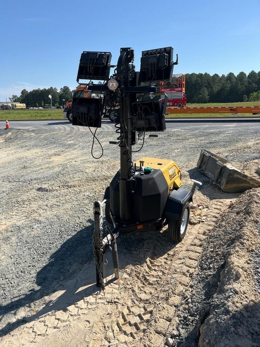 2021 Allmand NLV3GR (4) LED Light Fixture 350W, 23' Vertical Mast, 3kW Prime, Towable, Deep Sea L401, Leveling Jacks, Yanmar T4F 5.8hp