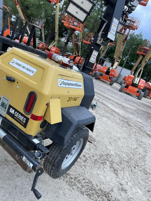 2022 Allmand NLV3GR (4) LED Light Fixture 350W, 23' Vertical Mast, 3kW Prime, Towable, Deep Sea L401, Leveling Jacks, Yanmar T4F 5.8hp