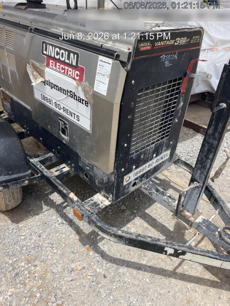 2019 Lincoln Electric Vantage 322 Welder Ready-Pak 3, Two wheel trailer, Fender and Light kit, Cable Rack