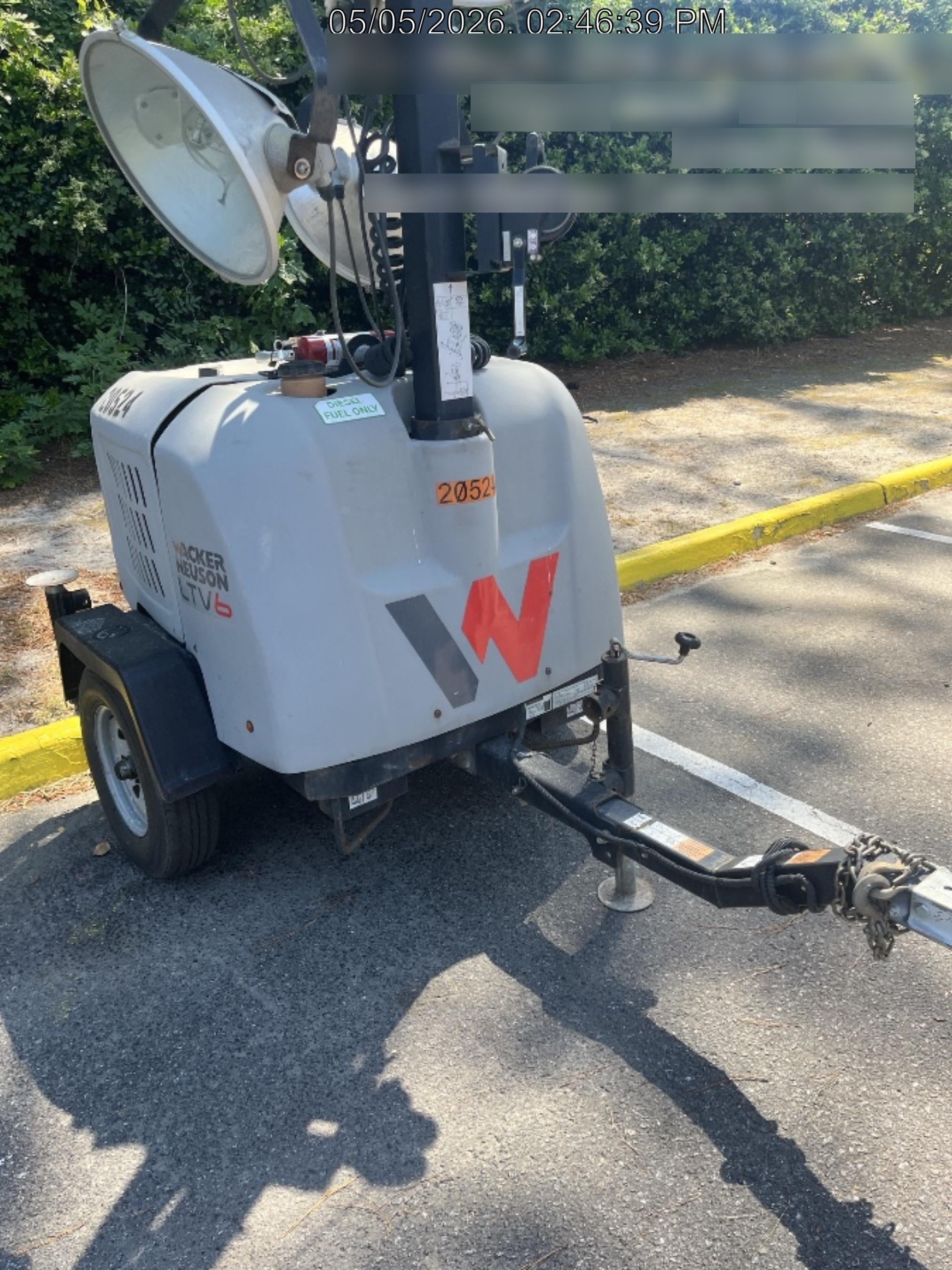 2018 Wacker Neuson LTV6L-MH Wacker Neuson LTV6L Mobile Light Tower w/Fuel Level Sensor Installed