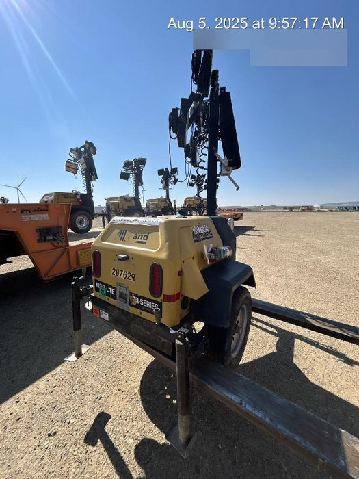 2022 Allmand NLV3GR (4) LED Light Fixture 350W, 23' Vertical Mast, 3kW Prime, Towable, Deep Sea L401, Leveling Jacks, Yanmar T4F 5.8hp