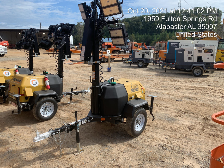 2021 Allmand NLV3GR (4) LED Light Fixture 350W, 23' Vertical Mast, 3kW Prime, Towable, Deep Sea L401, Leveling Jacks, Yanmar T4F 5.8hp