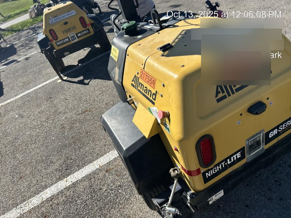 2022 Allmand NLV3GR (4) LED Light Fixture 350W, 23' Vertical Mast, 3kW Prime, Towable, Deep Sea L401, Leveling Jacks, Yanmar T4F 5.8hp