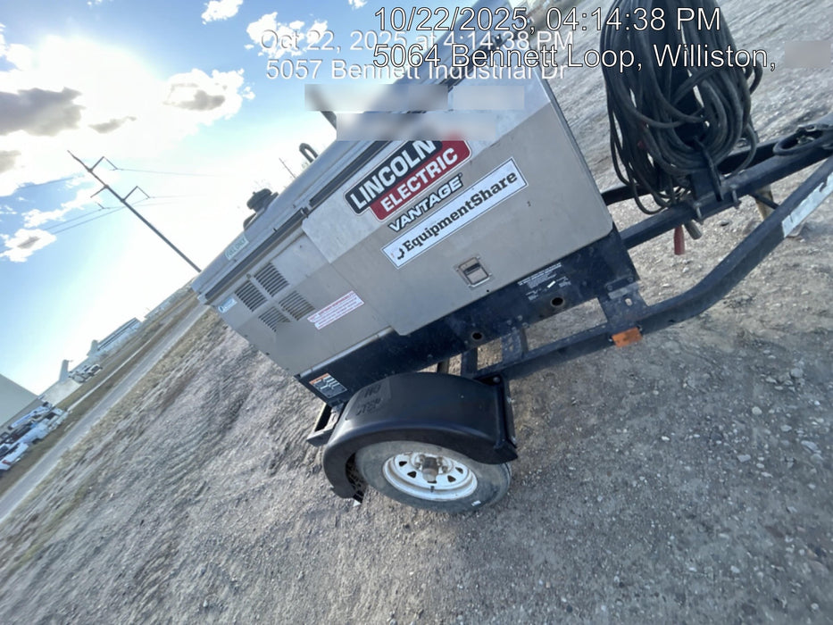 2019 Lincoln Electric Vantage 322 Ready-Pak 3, Two Wheel Trailer, Fender and Light Kit, Cable Rack