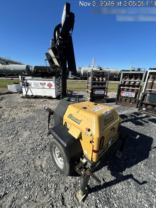 2022 Allmand NLV3GR (4) LED Light Fixture 350W, 23' Vertical Mast, 3kW Prime, Towable, Deep Sea L401, Leveling Jacks, Yanmar T4F 5.8hp