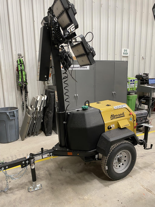 2022 Allmand NLV3GR (4) LED Light Fixture 350W, 23' Vertical Mast, 3kW Prime, Towable, Deep Sea L401, Leveling Jacks, Yanmar T4F 5.8hp