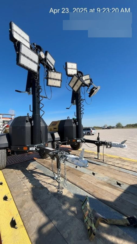 2022 Allmand NLV3GR (4) LED Light Fixture 350W, 23' Vertical Mast, 3kW Prime, Towable, Deep Sea L401, Leveling Jacks, Yanmar T4F 5.8hp