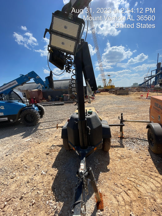 2022 Allmand NLV3GR (4) LED Light Fixture 350W, 23' Vertical Mast, 3kW Prime, Towable, Deep Sea L401, Leveling Jacks, Yanmar T4F 5.8hp