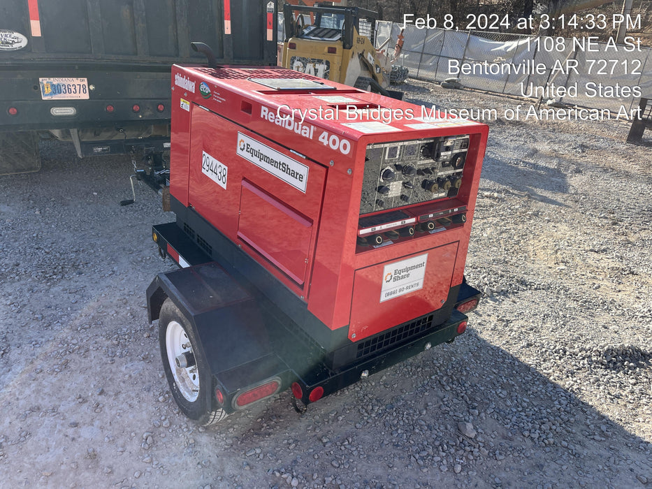 2023 Shindaiwa DGW400MDL Kubota D902 Engine, 23 HP, Dual Op Welder, Wire, Arc, Droop Stick, Tig, and CC Stick Functionality, Simulphase, 3 Phase and 1 Phase Gen Output, Single Axle NB Trlr, Slr Trckl Chrg 12V 12W, Fire Ext