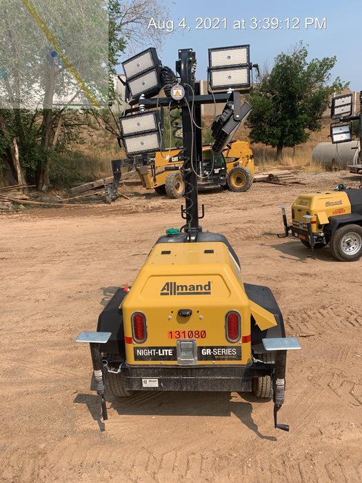 2021 Allmand NLV3GR (4) LED Light Fixture 350W, 23' Vertical Mast, 3kW Prime, Towable, Deep Sea L401, Leveling Jacks, Yanmar T4F 5.8hp