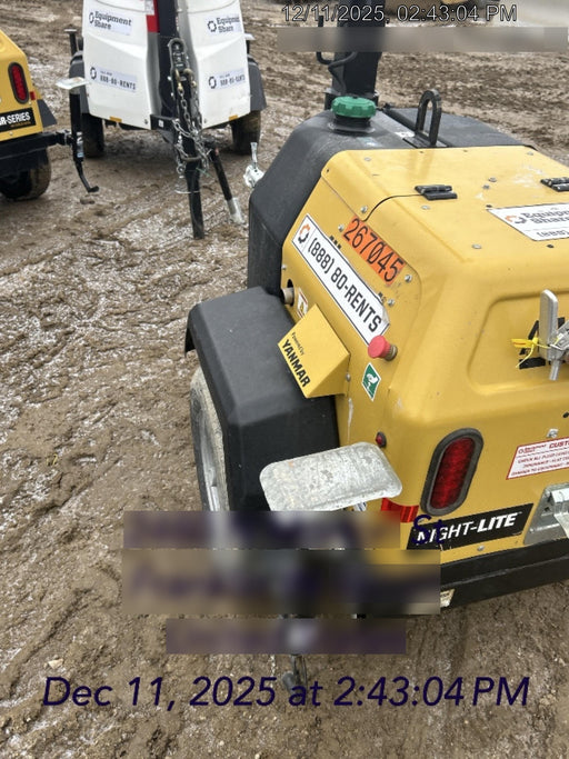 2022 Allmand NLV3GR (4) LED Light Fixture 350W, 23' Vertical Mast, 3kW Prime, Towable, ES Decals, T3