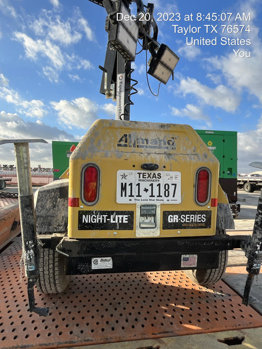 2022 Allmand NLV3GR (4) LED Light Fixture 350W, 23' Vertical Mast, 3kW Prime, Towable, ES Decals, T3