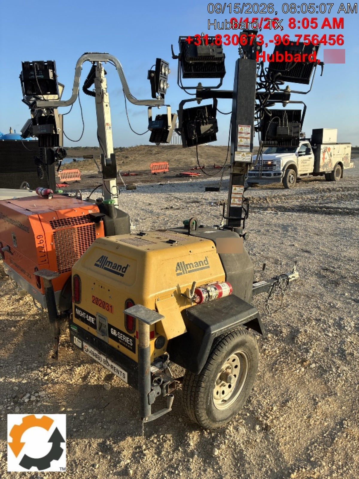 2022 Allmand NLV3GR (4) LED Light Fixture 350W, 23' Vertical Mast, 3kW Prime, Towable, Deep Sea L401, Leveling Jacks, Yanmar T4F 5.8hp