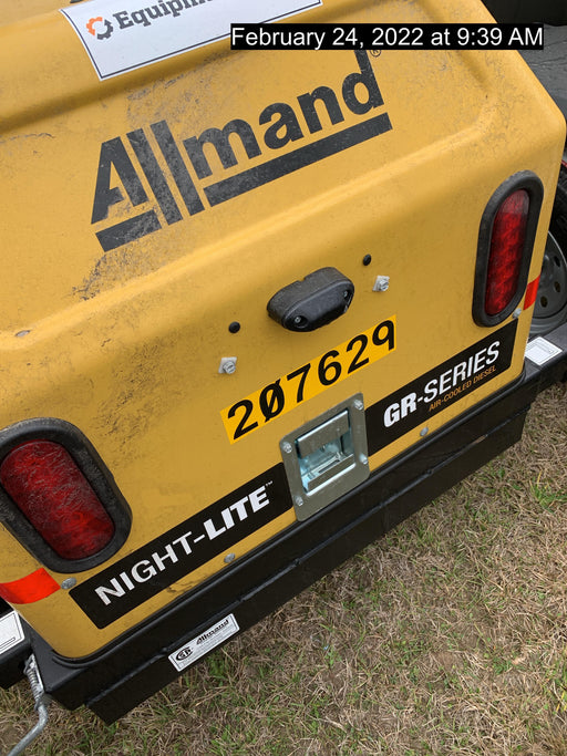 2022 Allmand NLV3GR (4) LED Light Fixture 350W, 23' Vertical Mast, 3kW Prime, Towable, Deep Sea L401, Leveling Jacks, Yanmar T4F 5.8hp