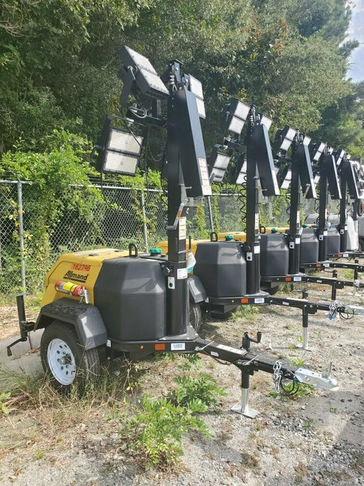 2021 Allmand NLV3GR (4) LED Light Fixture 350W, 23' Vertical Mast, 3kW Prime, Towable, Deep Sea L401, Leveling Jacks, Yanmar T4F 5.8hp