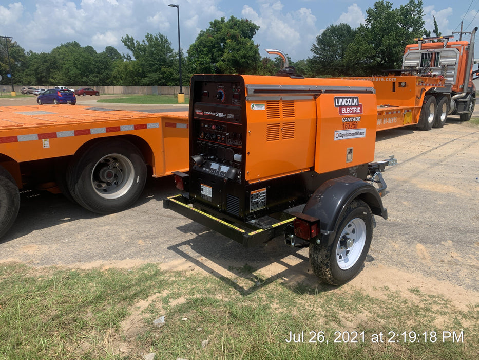 2021 Lincoln Electric Vantage 322 Vantage 322 Ready Pak 3 w/ Decals, ORANGE (includes trailer, cable rack, fender light kit) NO Telematics