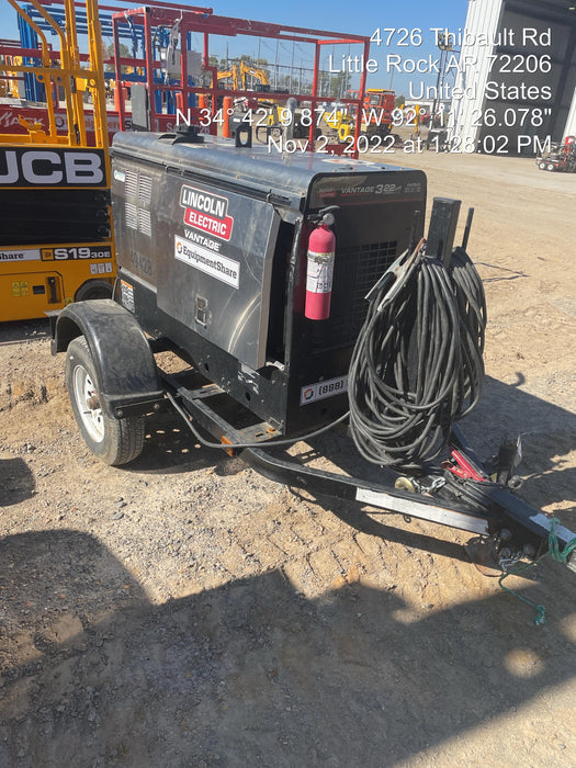 2019 Lincoln Electric Vantage 322 Ready-Pak 3, Two Wheel Trailer, Fender and Light Kit, Cable Rack