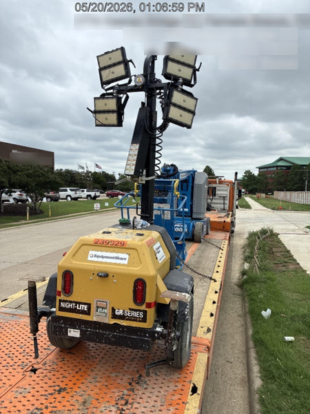 2022 Allmand NLV3GR (4) LED Light Fixture 350W, 23' Vertical Mast, 3kW Prime, Towable, Deep Sea L401, Leveling Jacks, Yanmar T4F 5.8hp