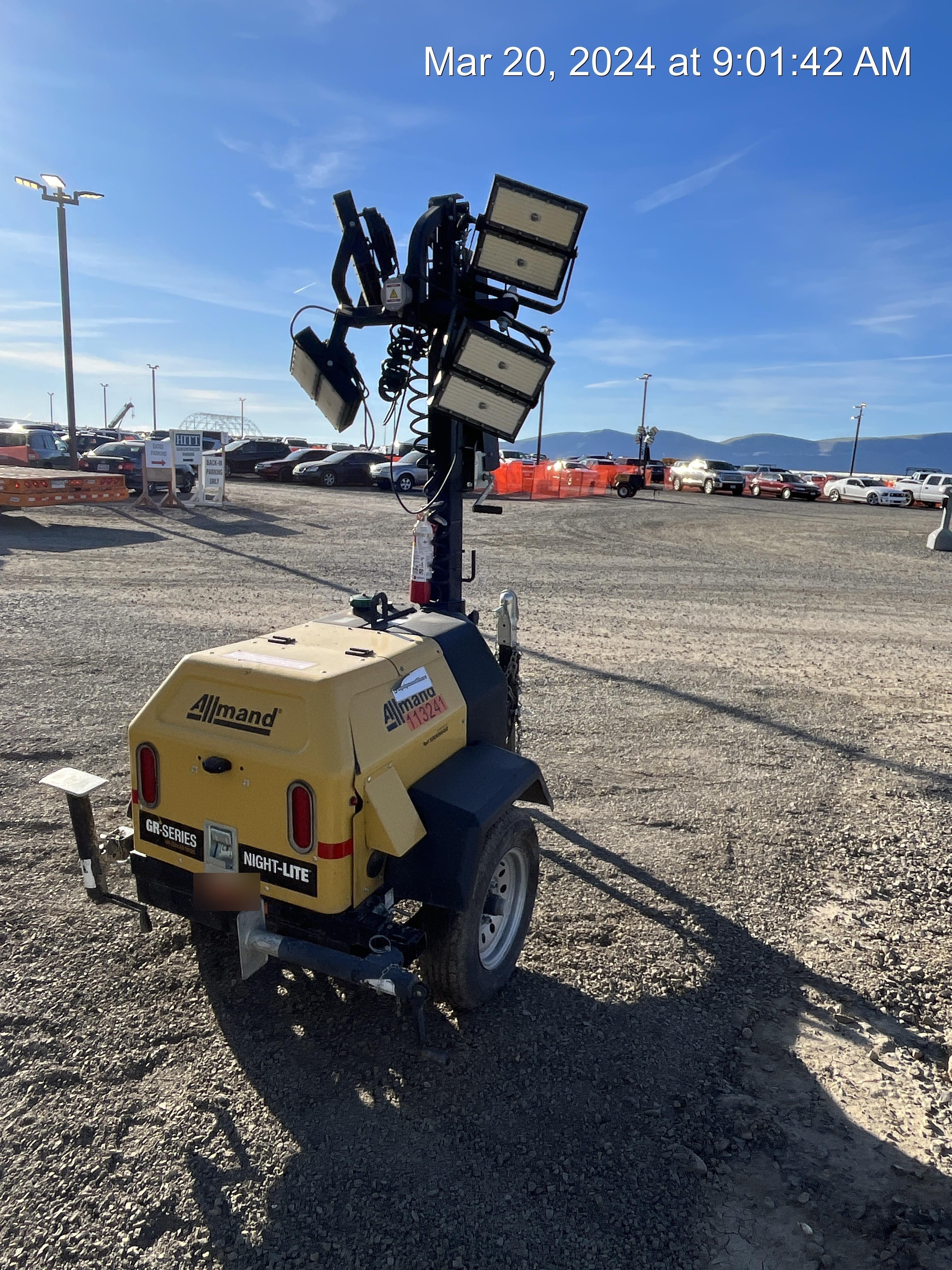 2020 Allmand NLV3GR (4) LED Light Fixture 350W, 23' Vertical Mast, 3kW Prime, Towable, Deep Sea L401, Leveling Jacks, Yanmar T4F 5.8hp