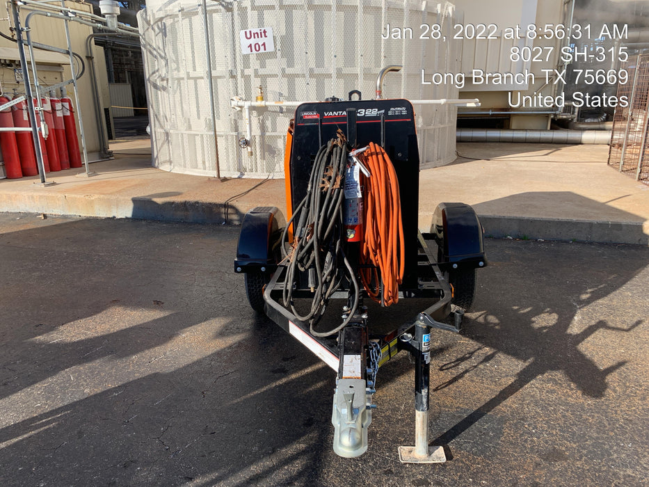 2021 Lincoln Electric Vantage 322 Vantage 322 Ready Pak 3 w/ Decals, ORANGE (includes trailer, cable rack, fender light kit) NO Telematics