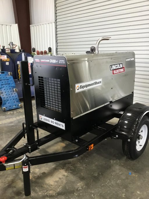 2019 Lincoln Electric Vantage 322 Ready-Pak 3, Two Wheel Trailer, Fender and Light Kit, Cable Rack