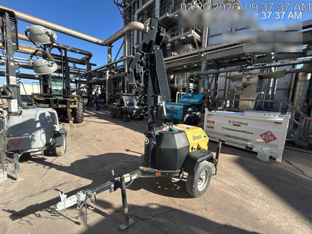 2022 Allmand NLV3GR (4) LED Light Fixture 350W, 23' Vertical Mast, 3kW Prime, Towable, Deep Sea L401, Leveling Jacks, Yanmar T4F 5.8hp