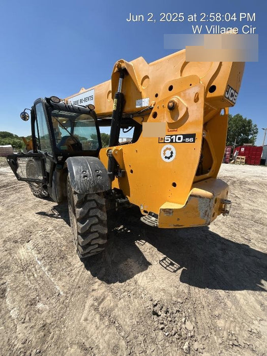2020 JCB 510-56 Cab/Heat/Air, 74 HP, Solid Tires, STD Worklight, Beacon, Aux Hydraulics, Lifting Eye, Back up Alarm w/66" Carriage/60" Forks