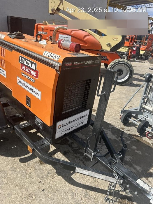 2021 Lincoln Electric Vantage 322 Vantage 322 Ready Pak 3 w/ Decals, ORANGE (includes trailer, cable rack, fender light kit) NO Telematics