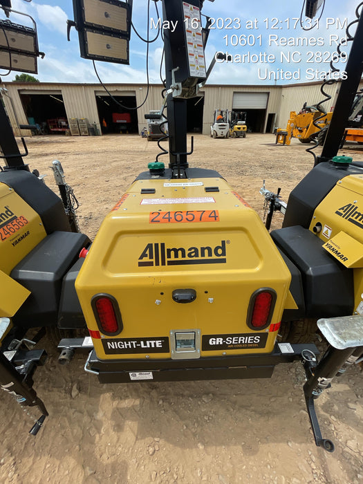 2022 Allmand NLV3GR (4) LED Light Fixture 350W, 23' Vertical Mast, 3kW Prime, Towable