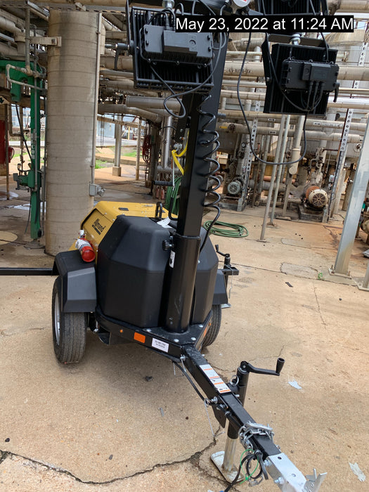 2022 Allmand NLV3GR (4) LED Light Fixture 350W, 23' Vertical Mast, 3kW Prime, Towable, Deep Sea L401, Leveling Jacks, Yanmar T4F 5.8hp