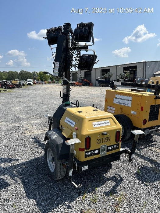 2022 Allmand NLV3GR (4) LED Light Fixture 350W, 23' Vertical Mast, 3kW Prime, Towable, Deep Sea L401, Leveling Jacks, Yanmar T4F 5.8hp