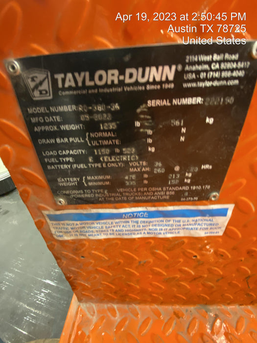 2022 TAYLOR DUNN R-380