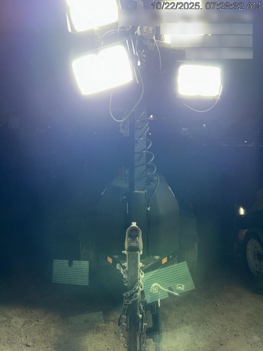 2022 Allmand NLV3GR (4) LED Light Fixture 350W, 23' Vertical Mast, 3kW Prime, Towable, Deep Sea L401, Leveling Jacks, Yanmar T4F 5.8hp