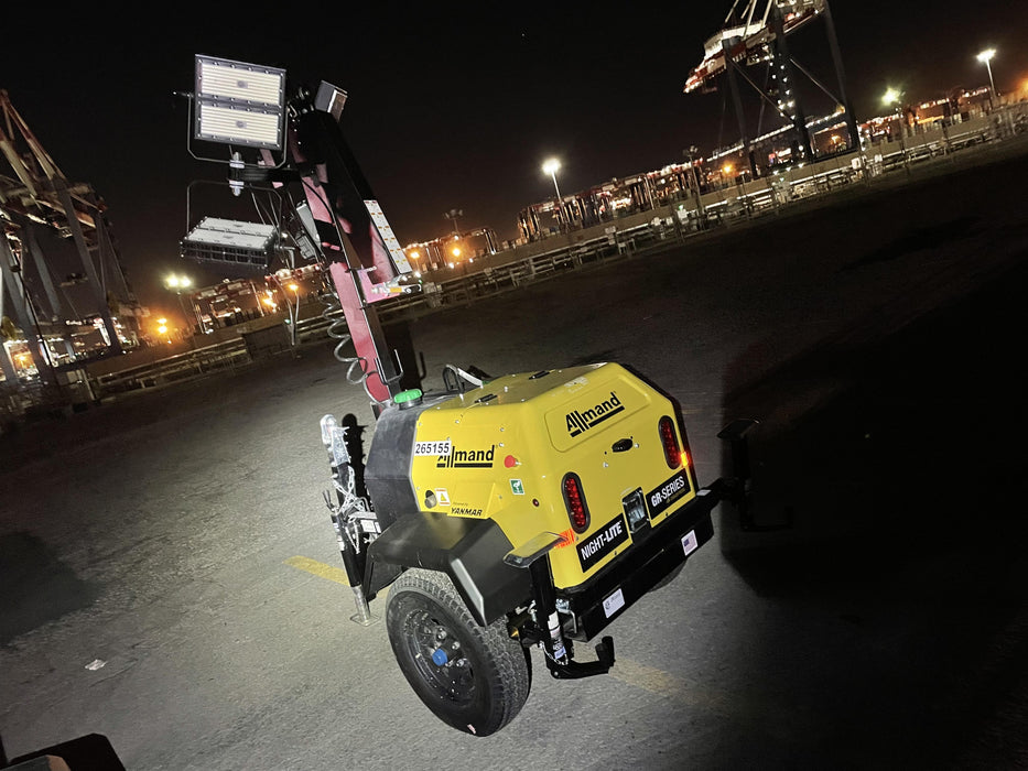 2022 Allmand NLV3GR (4) LED Light Fixture 350W, 23' Vertical Mast, 3kW Prime, Towable, ES Decals, T3