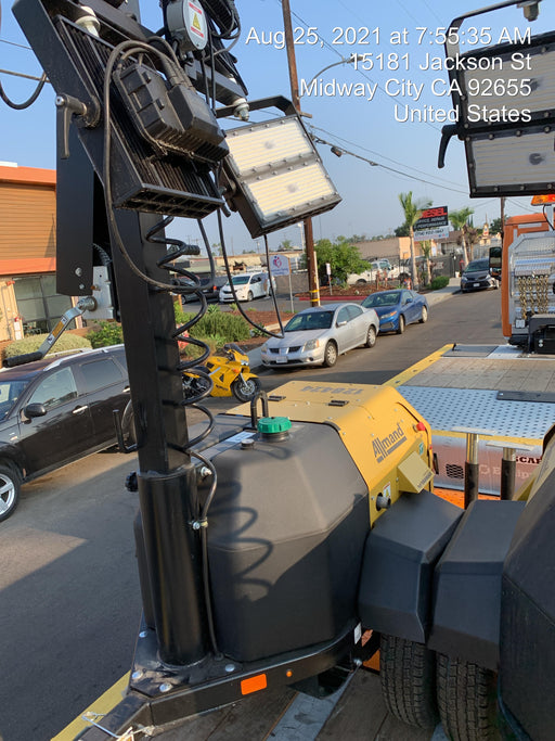 2021 Allmand NLV3GR (4) LED Light Fixture 350W, 23' Vertical Mast, 3kW Prime, Towable, Deep Sea L401, Leveling Jacks, Yanmar T4F 5.8hp