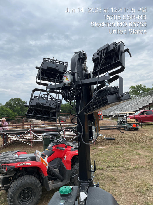 2022 Allmand NLV3GR (4) LED Light Fixture 350W, 23' Vertical Mast, 3kW Prime, Towable, ES Decals, T3