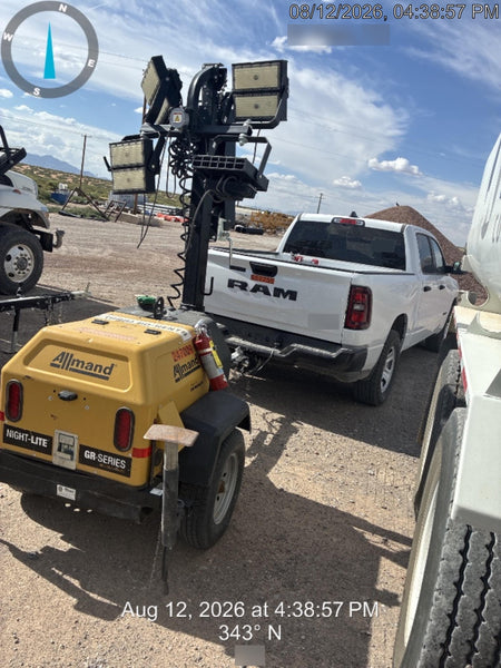 2022 Allmand NLV3GR (4) LED Light Fixture 350W, 23' Vertical Mast, 3kW Prime, Towable, ES Decals, T3