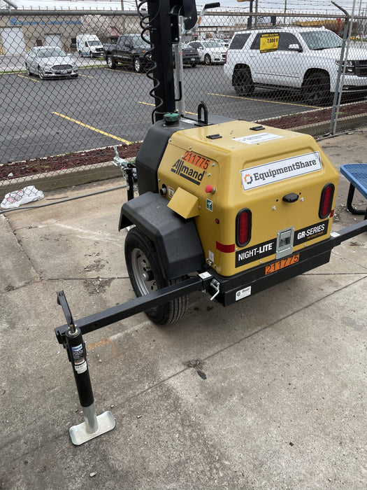 2022 Allmand NLV3GR (4) LED Light Fixture 350W, 23' Vertical Mast, 3kW Prime, Towable, Deep Sea L401, Leveling Jacks, Yanmar T4F 5.8hp