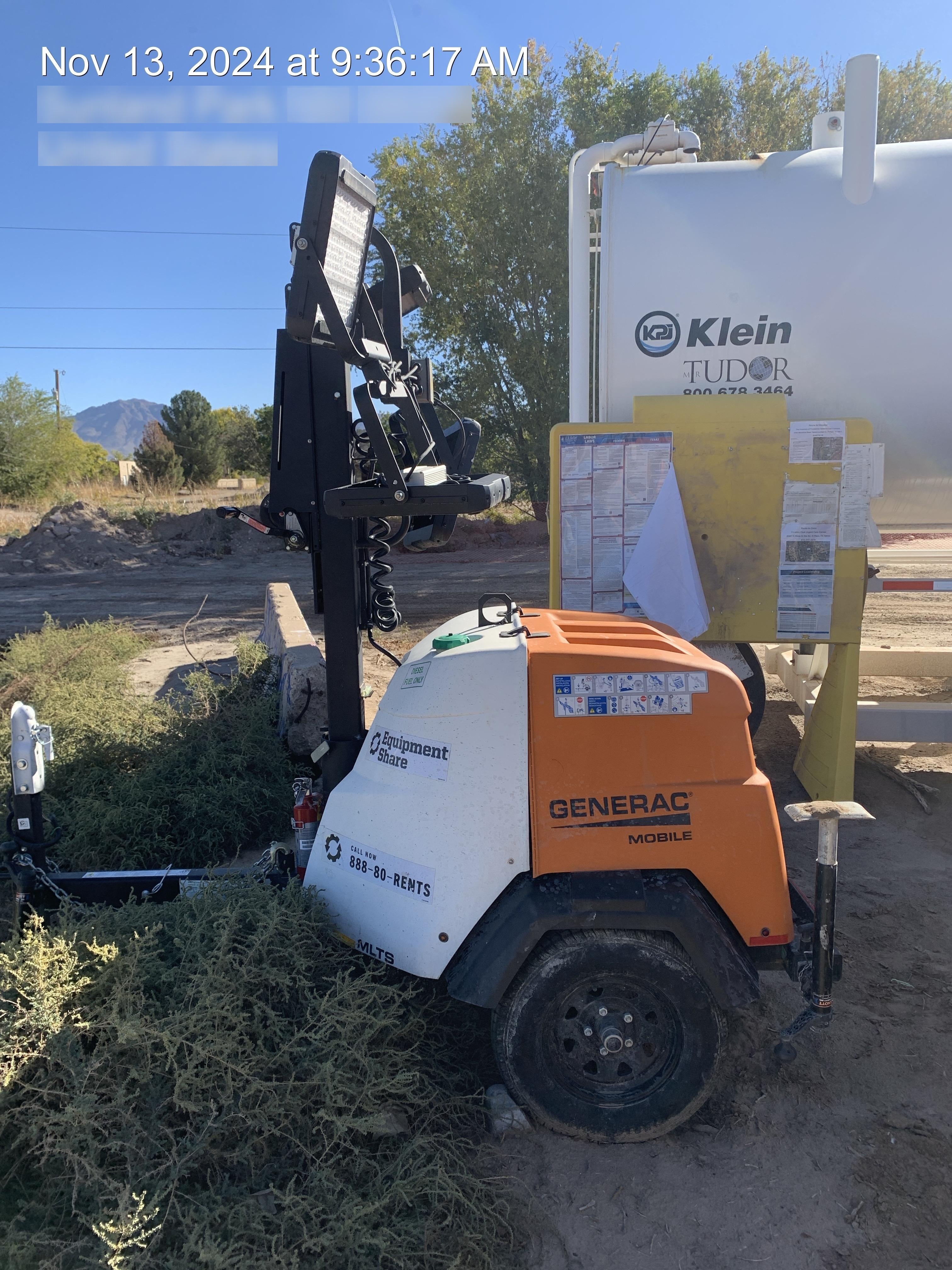 2023 Generac MLT2 Diesel, Flex Switch 120V Input, Powerzone Controller, 
(4) 320W LED Lights, 4kW Generator, 39.9 Gal Fuel Tank, 2" Ball, T3
