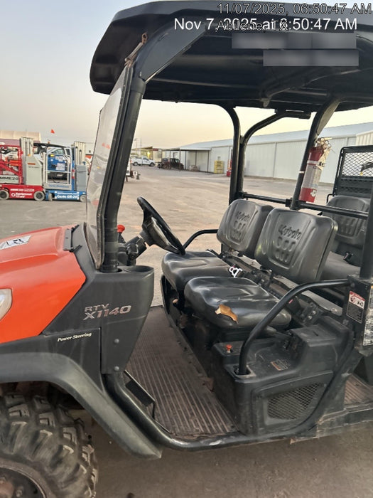 2022 Kubota RTV-X1140W-H Plastic Canopy, Windshield Acrylic Clear, LED Strobe Light, Wire Harness Kit, Back up Alarm