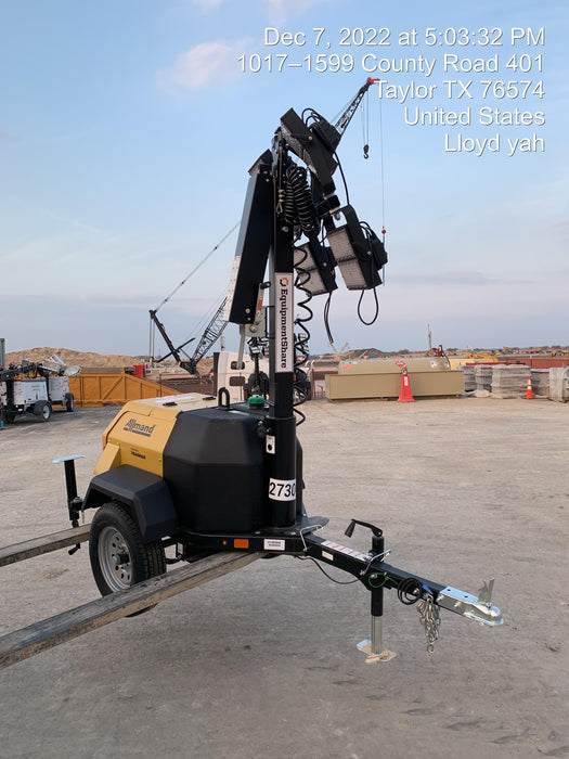 2022 Allmand NLV3GR (4) LED Light Fixture 350W, 23' Vertical Mast, 3kW Prime, Towable, ES Decals, T3