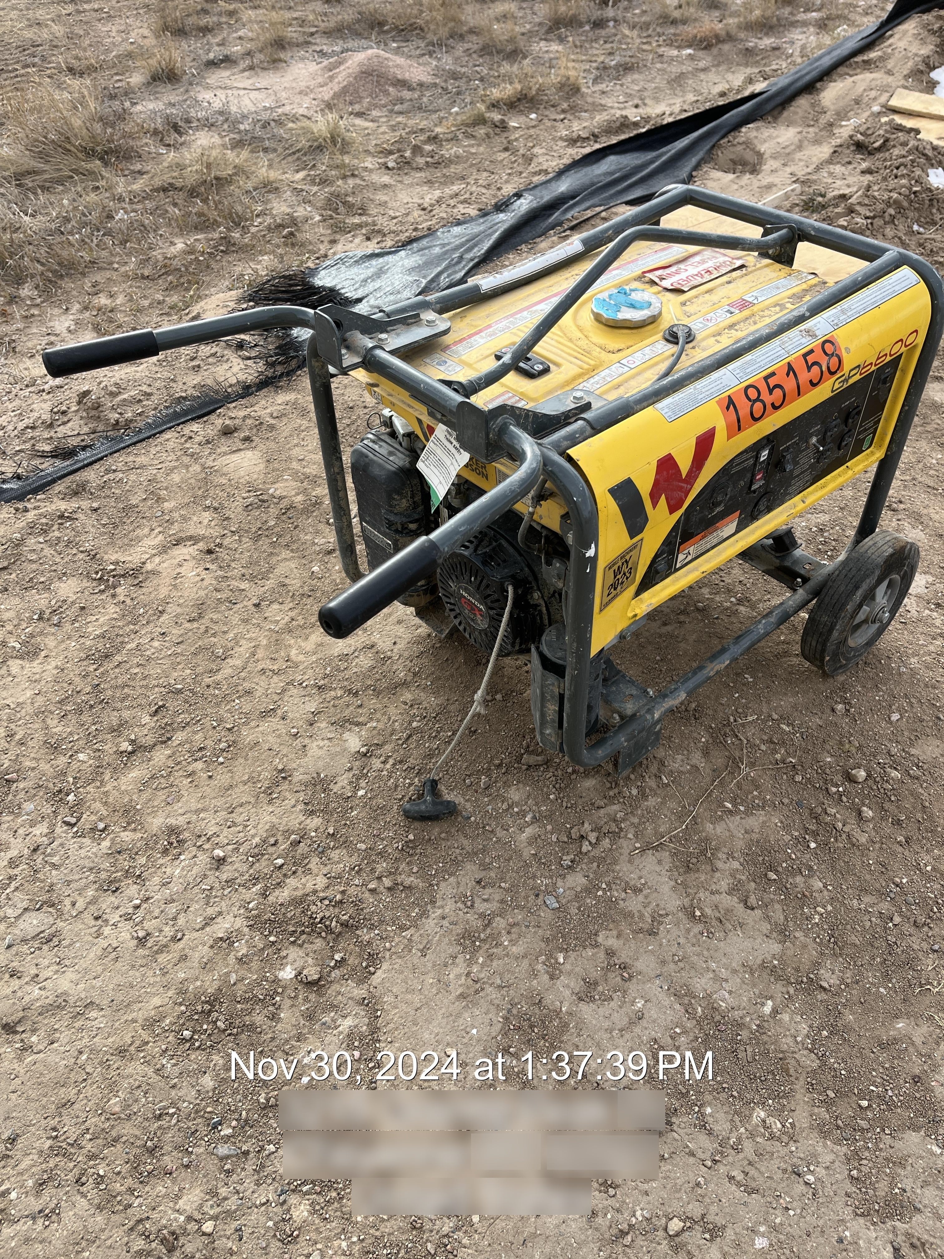 2021 Wacker Neuson GP6600A Standard 6.6kW Generator, Includes Wheel Kit. P/N: 5100042220