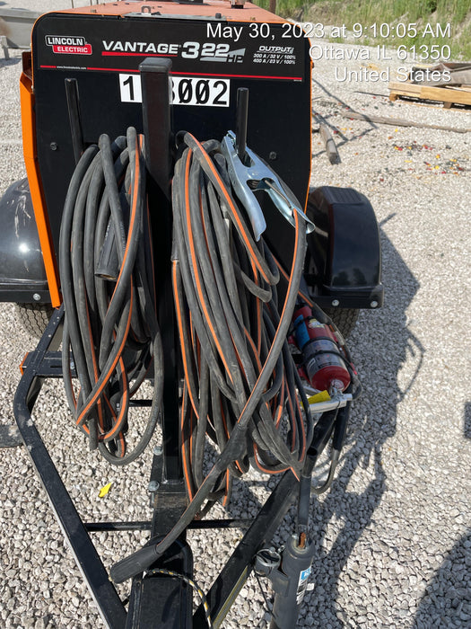 2021 Lincoln Electric Vantage 322 Vantage 322 Ready Pak 3 w/ Decals, ORANGE (includes trailer, cable rack, fender light kit) NO Telematics