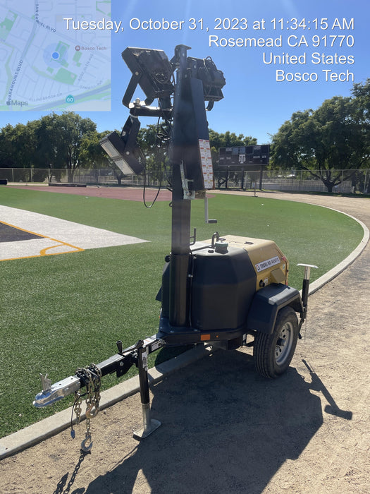 2022 Allmand NLV3GR (4) LED Light Fixture 350W, 23' Vertical Mast, 3kW Prime, Towable, Deep Sea L401, Leveling Jacks, Yanmar T4F 5.8hp