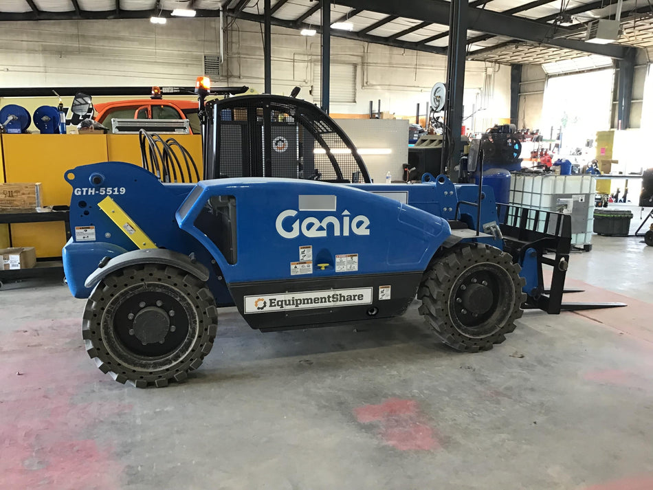 2019 Genie GTH-5519 Canopy, Solid RT Tires, LED Work Lights, Beacon 48" Carriage, 48" Forks