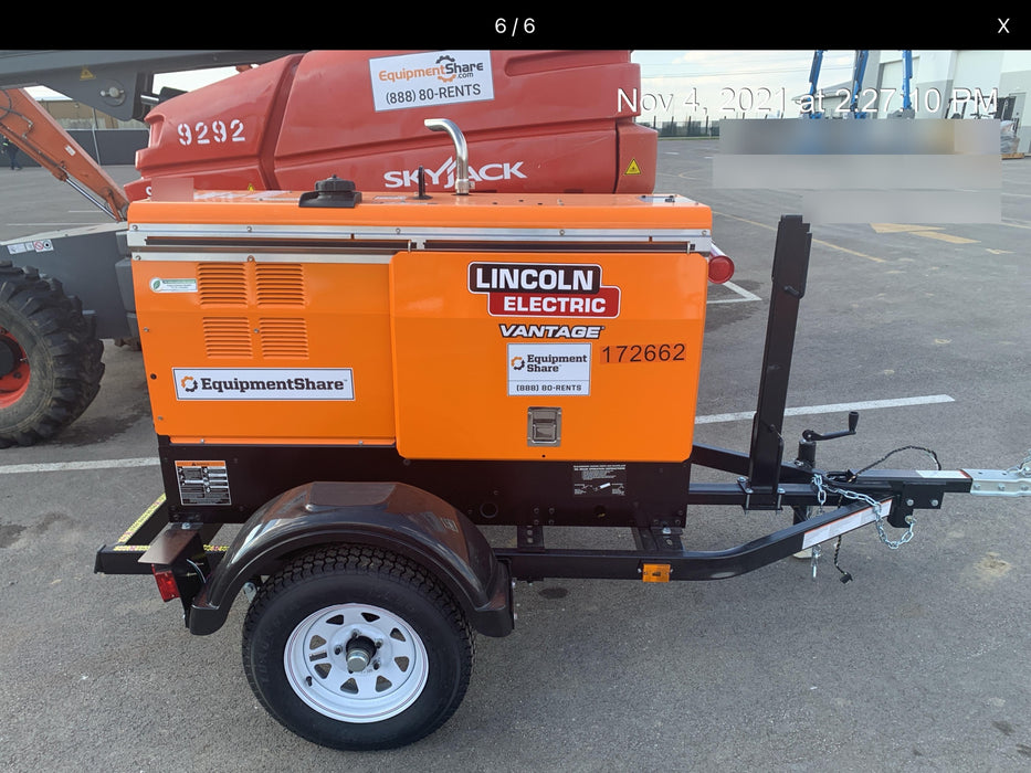 2021 Lincoln Electric Vantage 322 Vantage 322 Ready Pak 3 w/ Decals, ORANGE (includes trailer, cable rack, fender light kit) NO Telematics