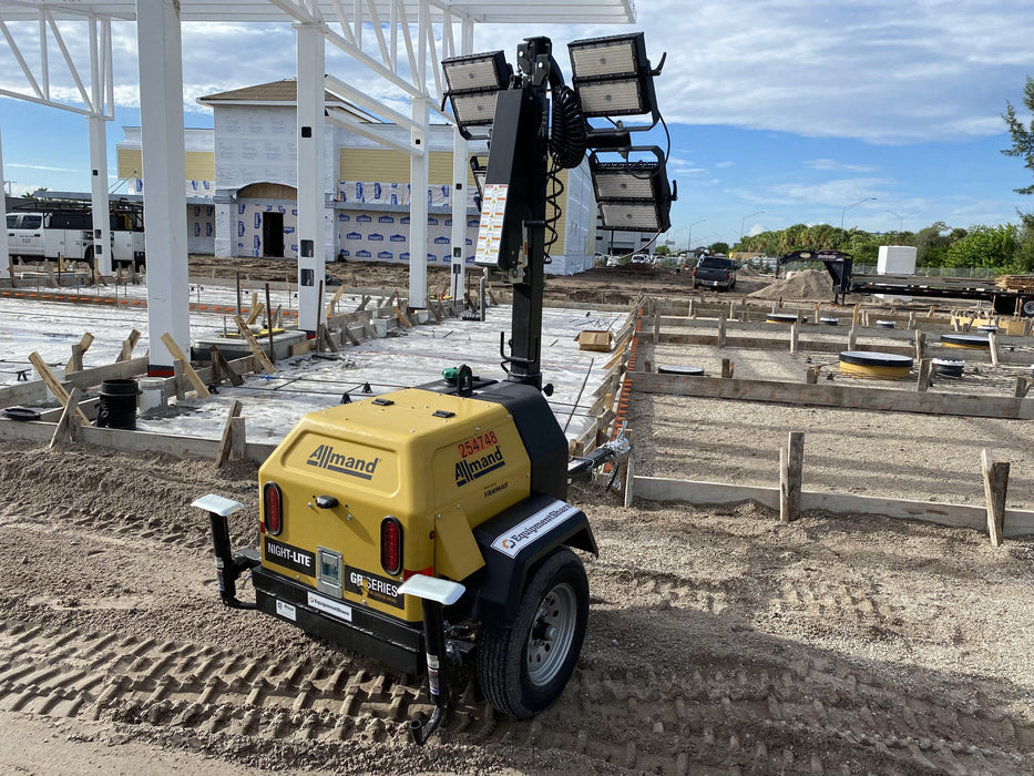 2022 Allmand NLV3GR (4) LED Light Fixture 350W, 23' Vertical Mast, 3kW Prime, Towable, ES Decals, T3