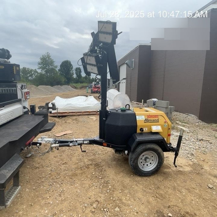 2022 Allmand NLV3GR (4) LED Light Fixture 350W, 23' Vertical Mast, 3kW Prime, Towable, Deep Sea L401, Leveling Jacks, Yanmar T4F 5.8hp